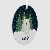 Niedlicher Eisbär | Name Weihnachtsschmuck Ornament (Vorderseite)