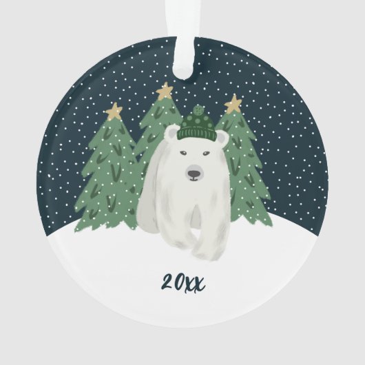 Niedlicher Eisbär | Name Weihnachtsschmuck Ornament (Rückseite)
