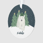 Niedlicher Eisbär | Name Weihnachtsschmuck Ornament (Vorderseite)