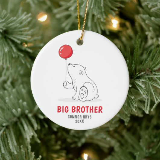 Niedlicher Eisbär Personalisiert Big Brother Werbe Keramik Ornament (Baum)