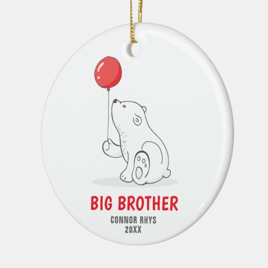 Niedlicher Eisbär Personalisiert Big Brother Werbe Keramik Ornament (Links)