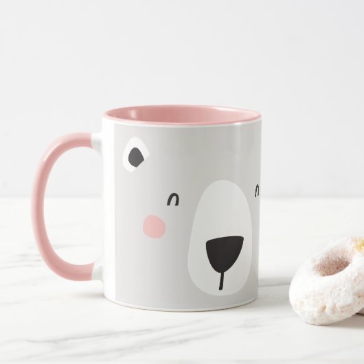 Niedlicher Eisbär, personalisierte Kinder Tasse (Mit Donut)