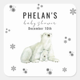 Niedlicher Eisbär Rücksendeadresse Quadratischer Aufkleber