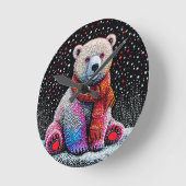 Niedlicher Eisbär Runde Wanduhr (Winkel)