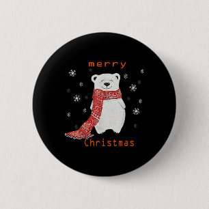 Niedlicher Eisbär Scarf Frohe Weihnachtsfeiertage Button