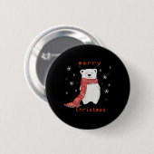 Niedlicher Eisbär Scarf Frohe Weihnachtsfeiertage Button (Vorne & Hinten)