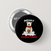 Niedlicher Eisbär Scarf Frohe Weihnachtsfeiertage Button (Vorne & Hinten)