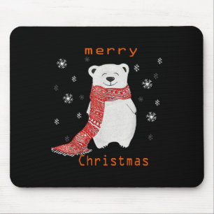 Niedlicher Eisbär Scarf Frohe Weihnachtsfeiertage Mousepad