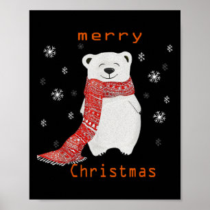 Niedlicher Eisbär Scarf Frohe Weihnachtsfeiertage Poster