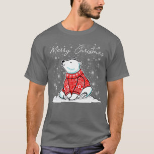 Niedlicher Eisbär Scarf Frohe Weihnachtsfeiertage T-Shirt