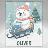 Niedlicher Eisbär Snowmobile Personalisiert Fleecedecke