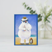 Niedlicher Eisbär, tropischer Strand Postkarte (Stehend Vorderseite)