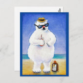 Niedlicher Eisbär, tropischer Strand Postkarte (Vorne/Hinten)
