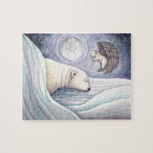 Niedlicher Eisbär und Angel Cub Puzzle (Horizontal)