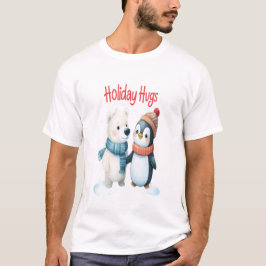 Niedlicher Eisbär und Pinguin Weihnachten T-Shirt