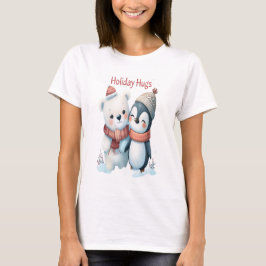 Niedlicher Eisbär und Pinguin Weihnachten T-Shirt