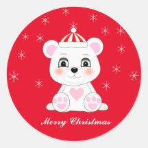 Niedlicher Eisbär und Schneeflocken auf Red