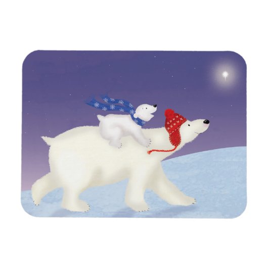Niedlicher Eisbär und Weihnachtsmagnet Magnet (Horizontal)