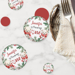 Niedlicher Eisbär Weihnachten 1. Geburtstag Konfetti