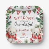 Niedlicher Eisbär Weihnachten 1. Geburtstag Pappteller (Vorderseite)