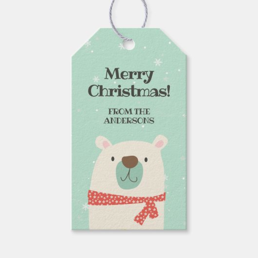 Niedlicher Eisbär Weihnachten Geschenkanhänger (Vorderseite)