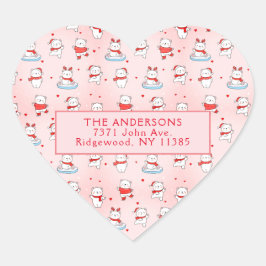 Niedlicher Eisbär Weihnachten Herz-Aufkleber