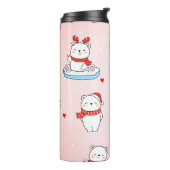 Niedlicher Eisbär Weihnachten Nahtloses Muster Thermosbecher (Nach links gedreht)