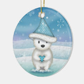 Niedlicher Eisbär Weihnachtsdekoration Keramikornament (Links)