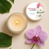 Niedlicher Eisbär Weihnachtsfest Abend Candle Jar  Runder Aufkleber