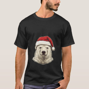 Niedlicher Eisbär Weihnachtslicht Weihnachtsmannmü T-Shirt