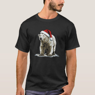 Niedlicher Eisbär Weihnachtslicht Weihnachtsmannmü T-Shirt