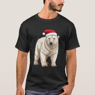 Niedlicher Eisbär Weihnachtslicht Weihnachtsmannmü T-Shirt