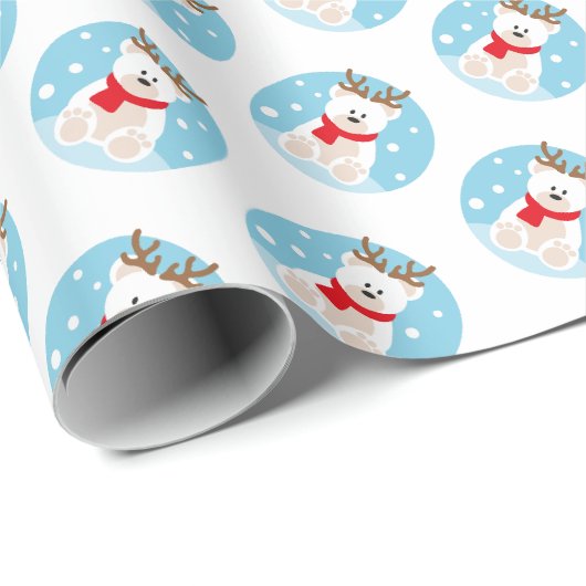 Niedlicher Eisbär Weihnachtswrapping Paper Geschenkpapier (Rolleneckpunkt)