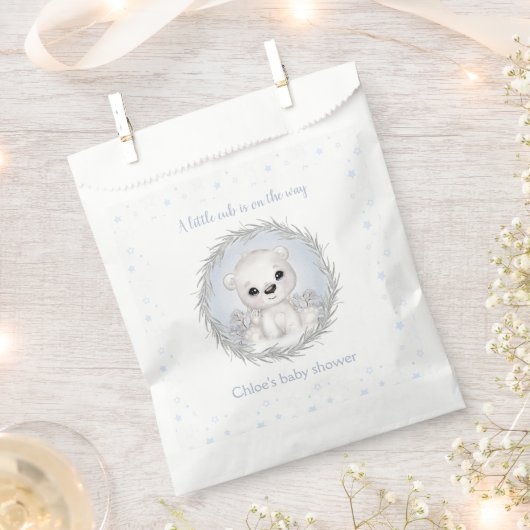 Niedlicher Eisbär Weißer Winter Boy Babydusche Geschenktütchen (Ausgeschnitten)