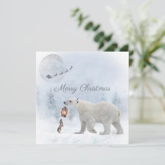 Niedlicher Eisbär Wildes Kaninchen Weihnachten Wei (Stehend Vorderseite)