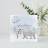 Niedlicher Eisbär Wildes Kaninchen Weihnachten Wei (Stehend Vorderseite)