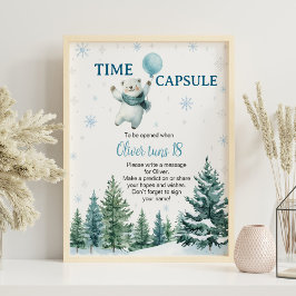 Niedlicher Eisbär Winter Geburtstag Zeitkapsel Zei Poster