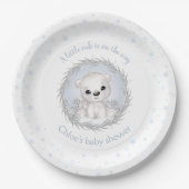 Niedlicher Eisbär Winterjunge Babydusche Weiß Pappteller (Vorderseite)