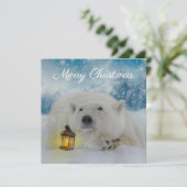 Niedlicher Eisbär Winterweihnachtsfest Feiertagskarte (Stehend Vorderseite)