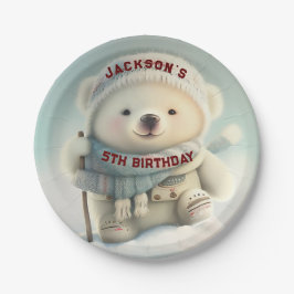 Niedlicher Eisbär Winterwunder Skigebiet Schneeflo Pappteller