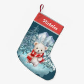 Niedlicher Eisbär zu Weihnachten im Winter Onederl Kleiner Weihnachtsstrumpf (Vorderansicht (hängend))