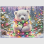 Niedlicher Eisbärenkuppel in Weihnachtsbeleuchtung Seidenpapier (Vorderseite)