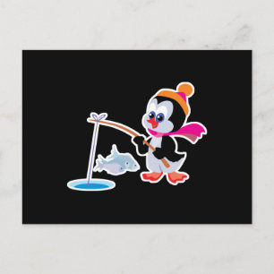 niedlicher Eisfischer Postkarte