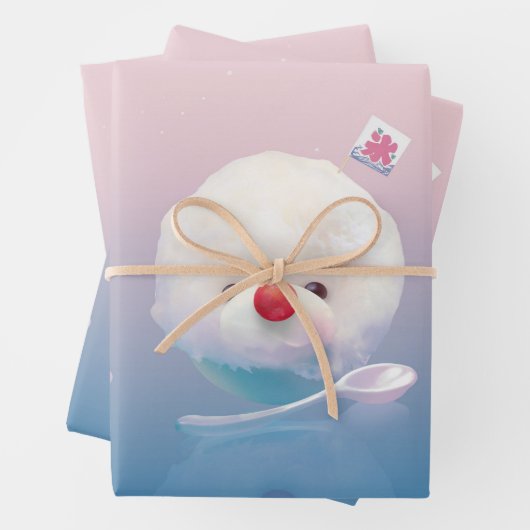 Niedlicher Eishund Geschenkpapier Set (Beispiel)