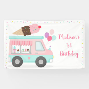 Niedlicher Eiskrem LKW Geburtstag Banner