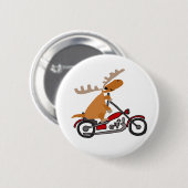 Niedlicher Elch-Reitmotorrad-Cartoon Button (Vorne & Hinten)