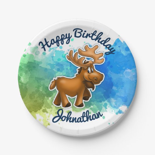 Niedlicher Elch-Teller Pappteller (Vorderseite)