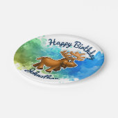 Niedlicher Elch-Teller Pappteller (Schrägansicht)