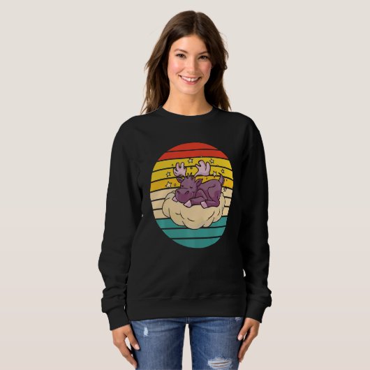 Niedlicher Elchschlafen Sweatshirt (Vorne ganz)