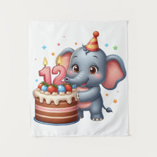 Niedlicher Elefant 12. Geburtstag Wandteppich